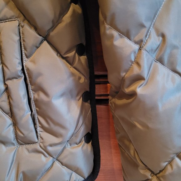 Nordstrom Signature Olive Green Down Bomber Puffer Jacket Coat Size Small - Picture 3 of 7